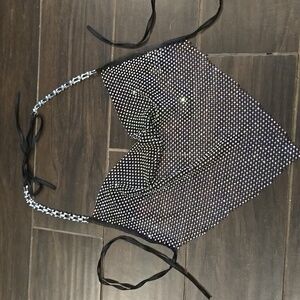 I.AM.GIA. Sabina Diamonte Mesh Rhinestone Halter Top  Sz XS
